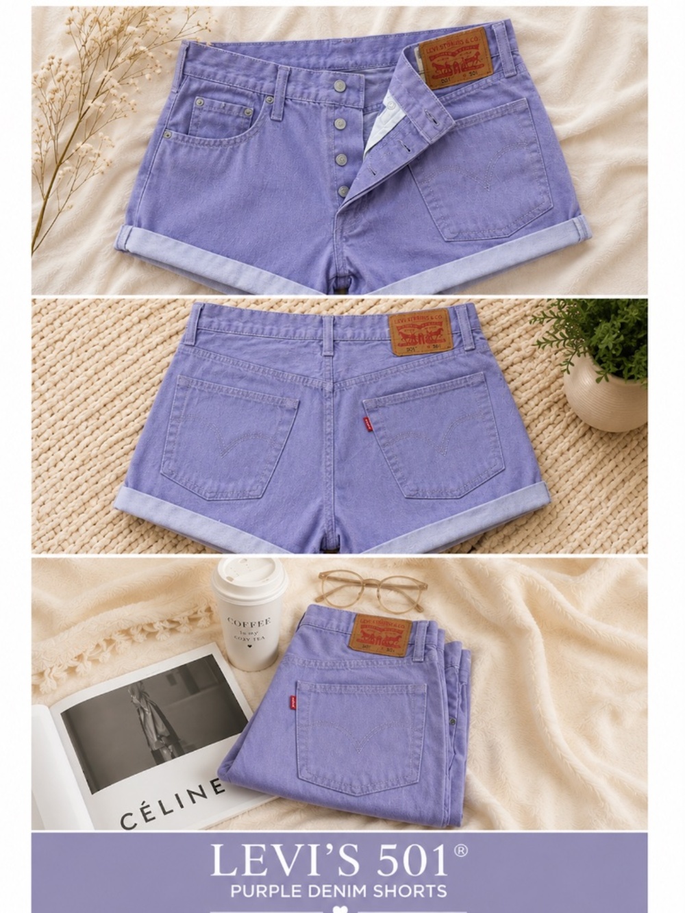 Levis 501 Lavender Shorts